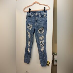 American Eagle Outfitters Ripped Light Blue Boyfriend Jeans